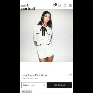 Self Portrait Ivory Lurex Knit Dress